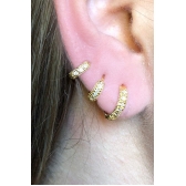 Trio de Argolinhas Com Zirconia Banhado em Ouro 18k - Dourado