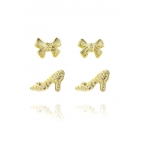 Duo de Sapatinho e Laço Banhado em Ouro 18k - Dourado