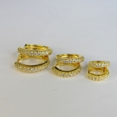 Trio de Brincos de Argolinha com Fio Lateral Banhado em Ouro 18k - Dourado