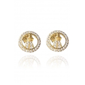 Brinco Mini Zircônias de Nossa Senhora Banhado em Ouro 18k - Dourado