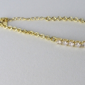 Pulseira Elos Redondos Com Faixa de Zircônia Banhado em Ouro 18k - Dourado