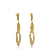 Brinco Grande de Folhas Sobrepostas Banhado em Ouro 18k - Dourado