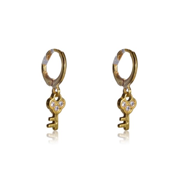 Brinco Argolinha com Chave Banhado em Ouro 18k - Dourado