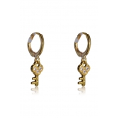 Brinco Argolinha com Chave Banhado em Ouro 18k - Dourado