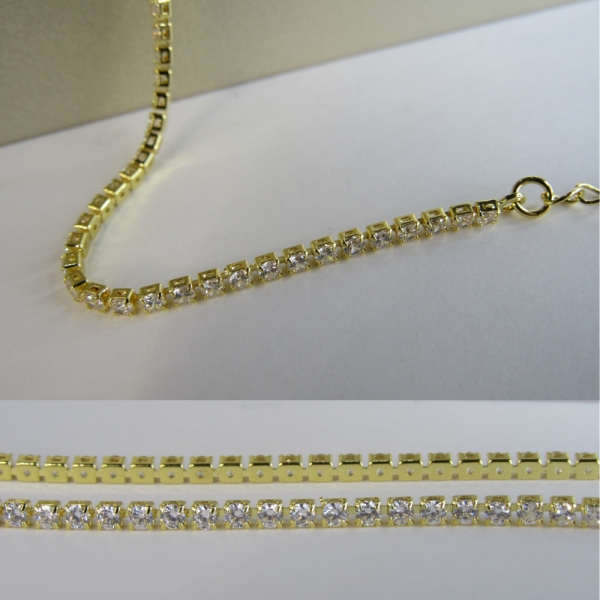 Pulseira Em Corrente De Zircônias Banhado em Ouro 18k - Dourado