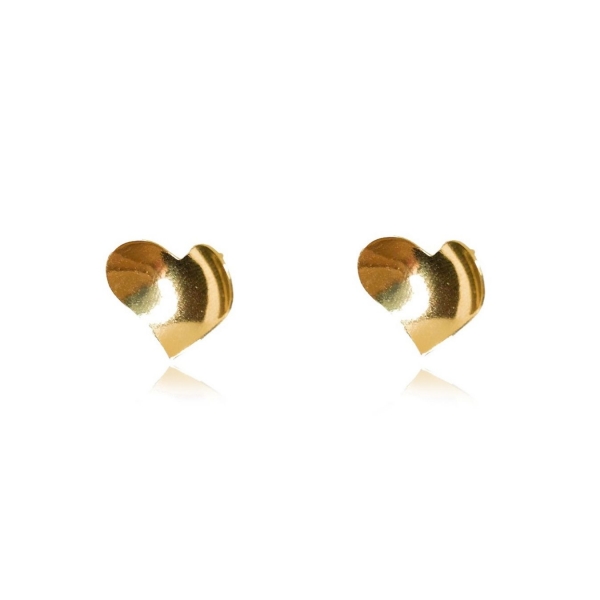 Brinco Coração Oval Banhado em Ouro 18k - Dourado