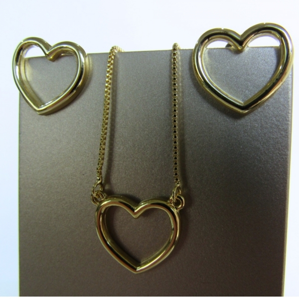 Conjunto de Coração Vazado - Dourado