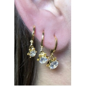 Trio Argolinha Estrelinha de Zircônia Banhado em Ouro 18k - Dourado