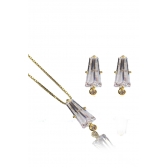Conjunto Trapézio em Zircônia - Dourado